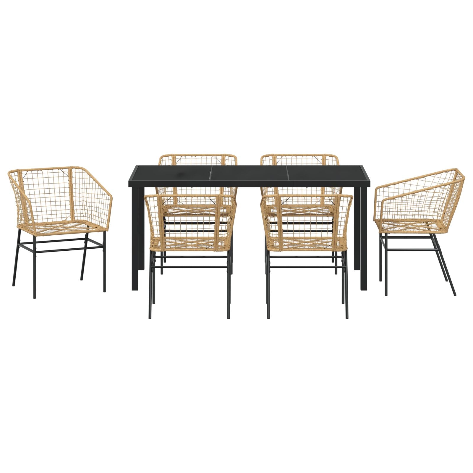 7-Delig Tuin Eetset Bruin Poly Rattan