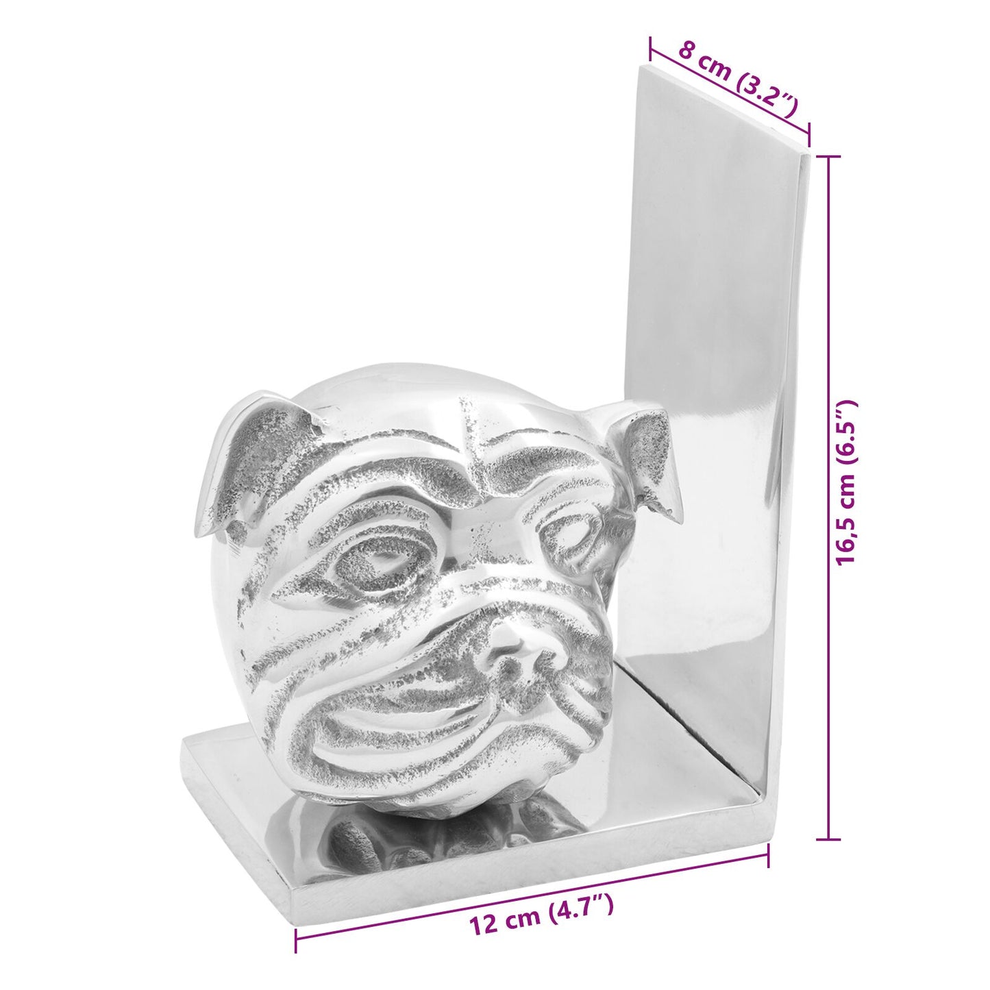 Boekensteunen 2 Stuks Zilver 8X12X16,5 Cm Aluminium Hond