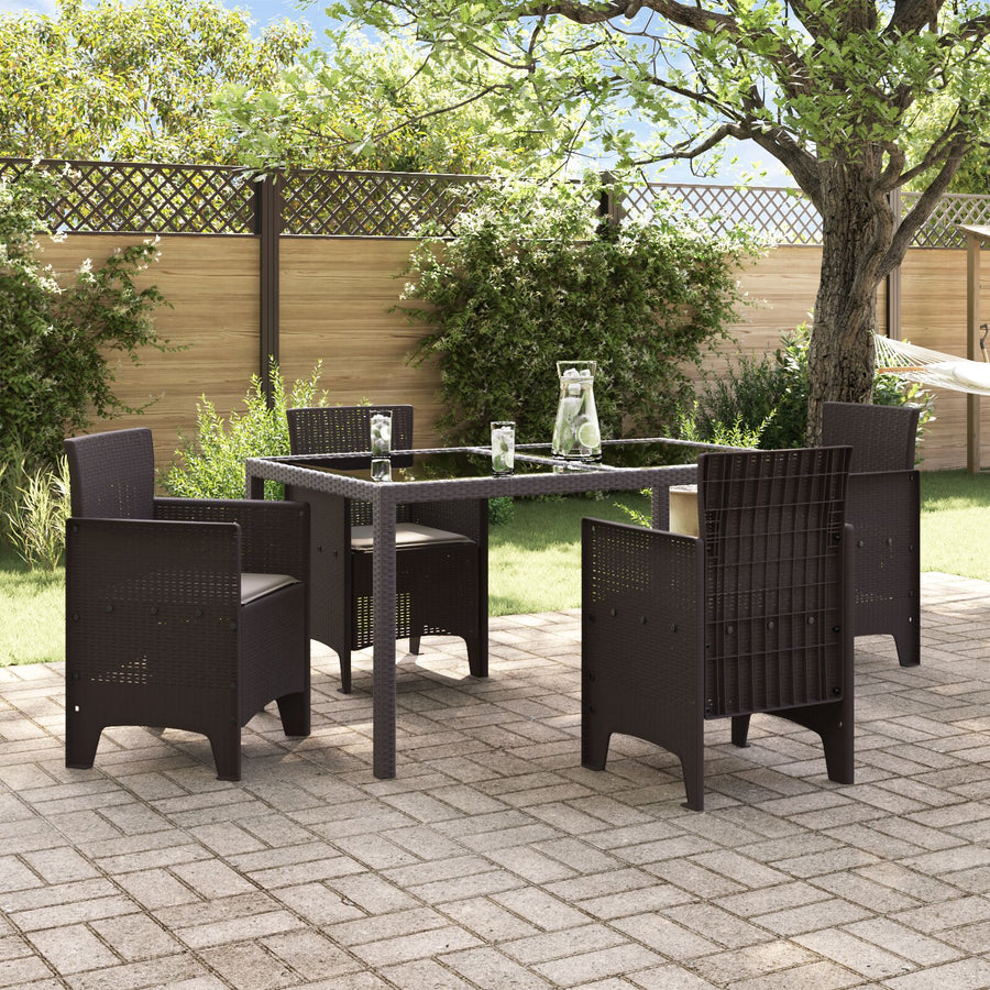 Tuinstoelen Met Kussens 4 Stuks Poly Rattan Taupe Bruin