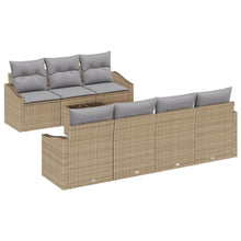 8-Delige Tuinstoelenset Met Kussens Beige Poly Rattan