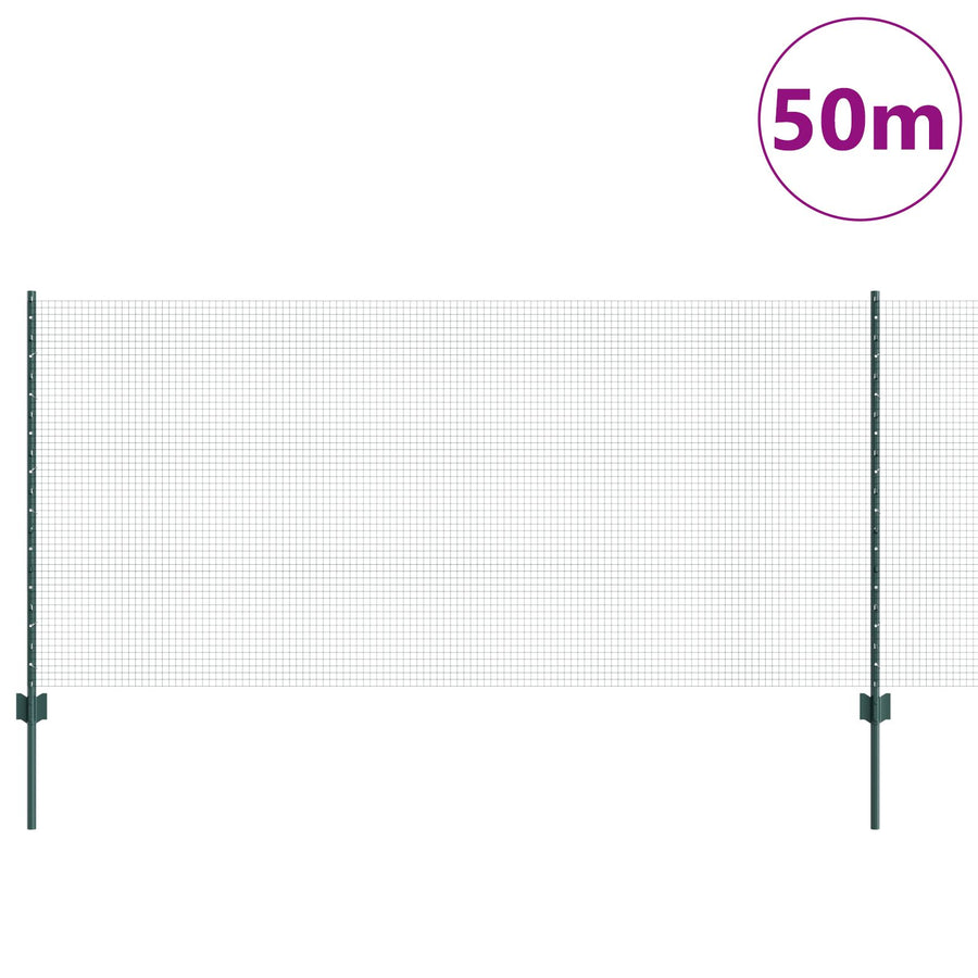 Gelaste Draad Fence Met 22 U-Palen Groen 1X50 M Staal