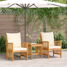 3-Delige Tuin Lounge Set Met Kussens Van Massief Acaciahout Crème wit 2 fauteuils + tafel