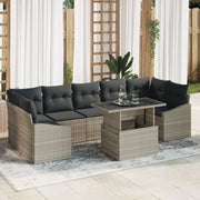 Loungeset 8-delig poly rotan lichtgrijs