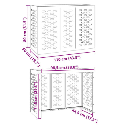 Airconditioner Cover Staal Anthraciet 110 x 50 x 80 cm