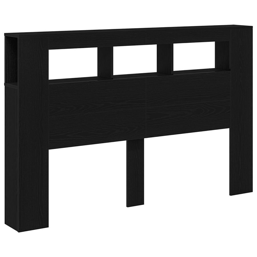 Led Hoofdbord Zwart Eiken 160X18,5X45 Cm Bewerkt Hout