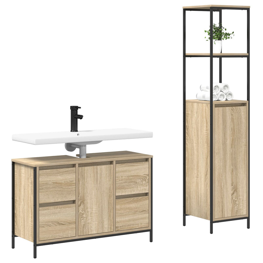 2-Delige Badkamermeubelset Sonoma Eiken Engineered Wood