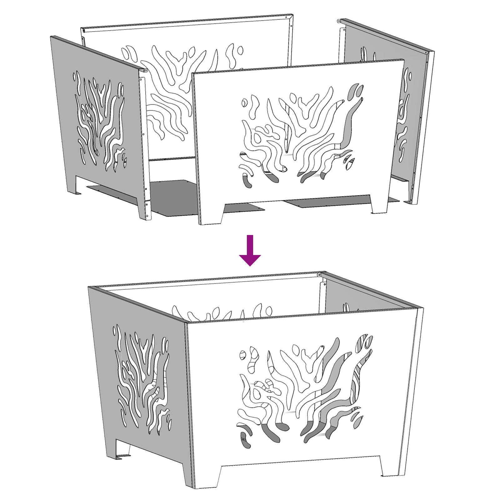 Vuurkorf Vierkant Weerbestendig Staal Weerbestendig staal/Bruin 60 x 60 x 40 cm