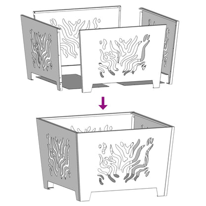 Vuurkorf Vierkant Weerbestendig Staal Weerbestendig staal/Bruin 60 x 60 x 40 cm