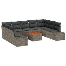 10-Delige Tuin Sofa Set Met Kussens Grijs Poly Rattan Acacia