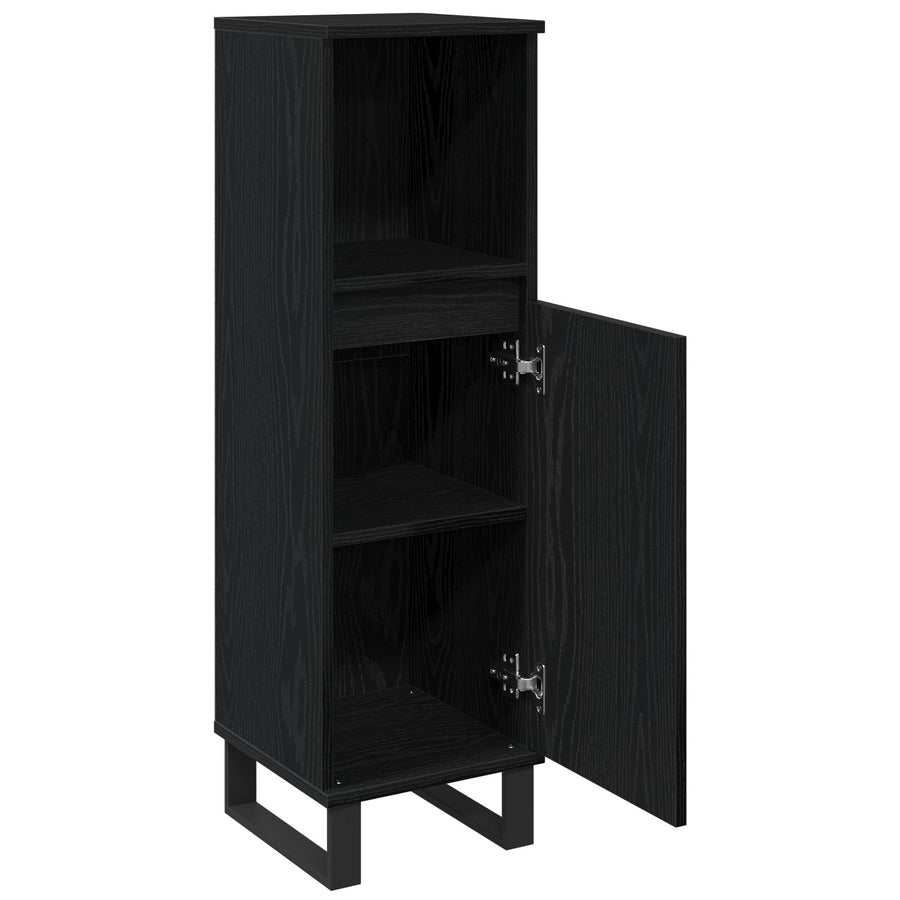 Badkamerkast 30X30X100 Cm Gelaagd Hout Zwart eiken