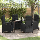 Tuinstoelenset poly rattan zwart 4 personen