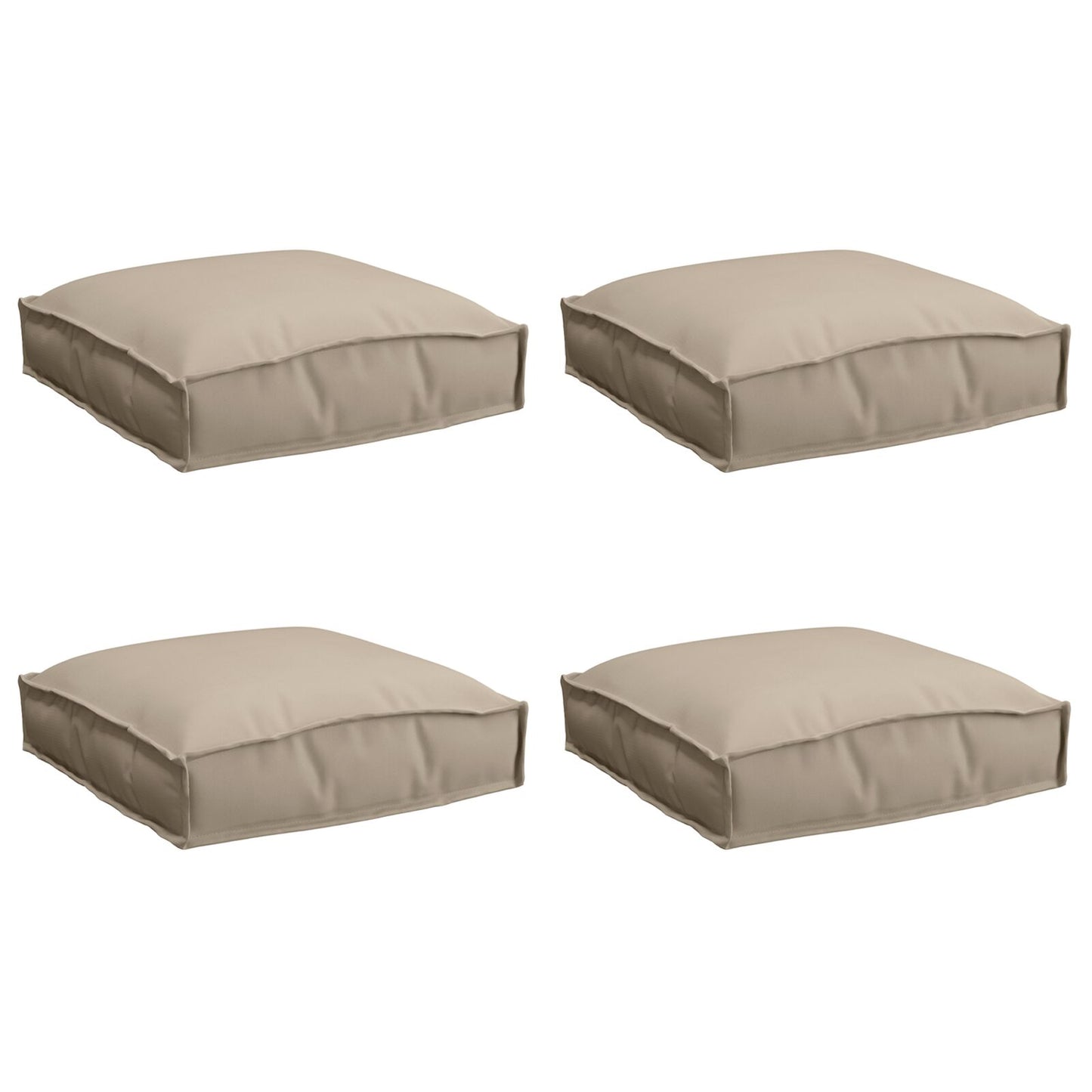 Buitenkussen Set Van 4 Polyester Stof 40 X 40 X 8 Cm Taupe