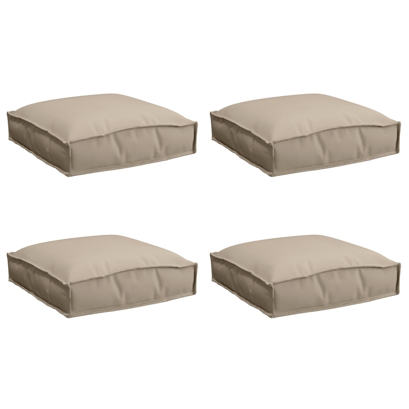 Buitenkussen Set Van 4 Polyester Stof 40 X 40 X 8 Cm Taupe