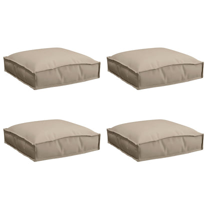 Buitenkussen Set Van 4 Polyester Stof 40 X 40 X 8 Cm Taupe