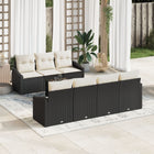 Loungebank set 7 personen polyrattan zwart crème
