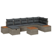 8-Delige Tuin Sofa Set Met Kussens Grijs Poly Rattan
