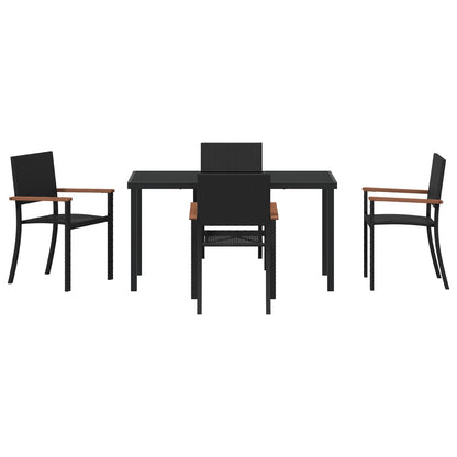 5-Delige Tuin Eetset Zwart Poly Rattan