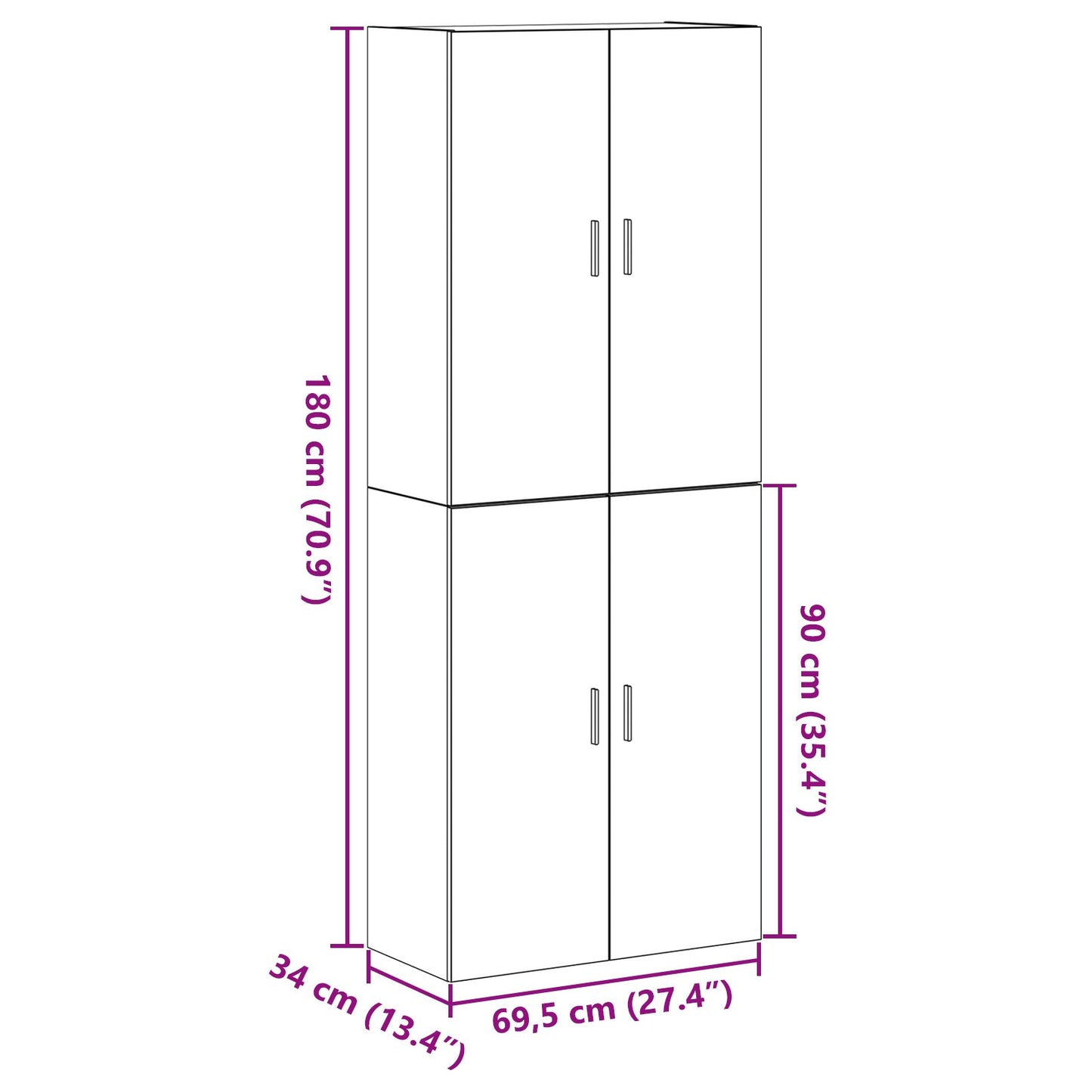 Kasten 2 Stuks Zwart Eiken 69,5X34X180 Cm Bewerkt Hout