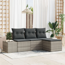 4-Delige Tuin Sofa Set Met Kussens Lichtgrijs Poly Rattan