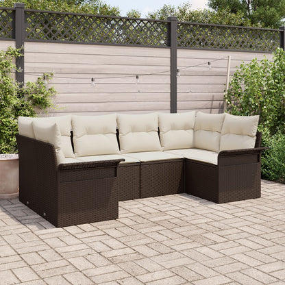 6-Delige Tuin Sofa Set Met Kussens Bruin Poly Rattan