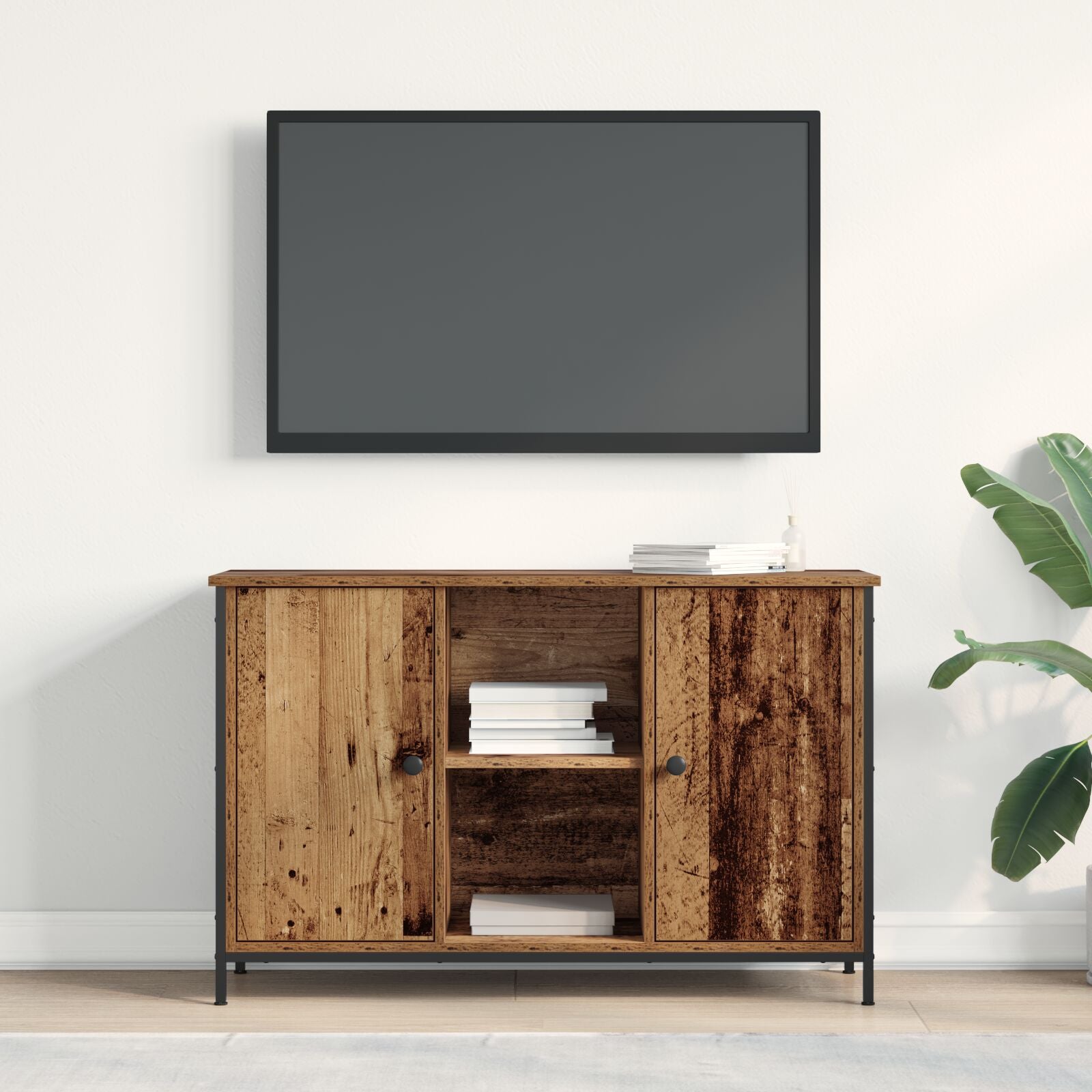 Tv-Kast Artisan Eiken 101X35X65 Cm Engineered Hout En Staal