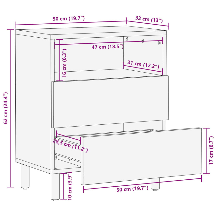 Nachtkastje 50X33X62 Cm