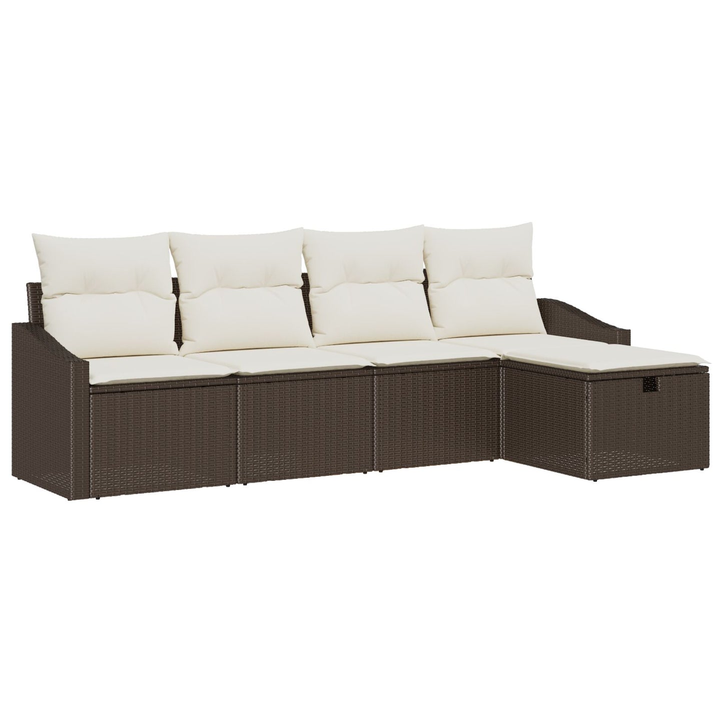 5-Delige Tuinsofa Set Met Kussens Bruin Poly Rattan Wit