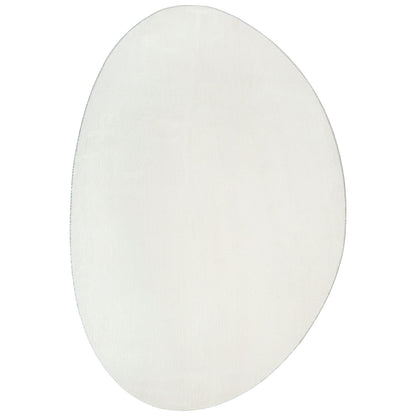 Vloerkleed ""Huarte"" Korte Pool Zacht En Wasbaar Crème 120 x 170 cm Ovaal-Asymmetrisch