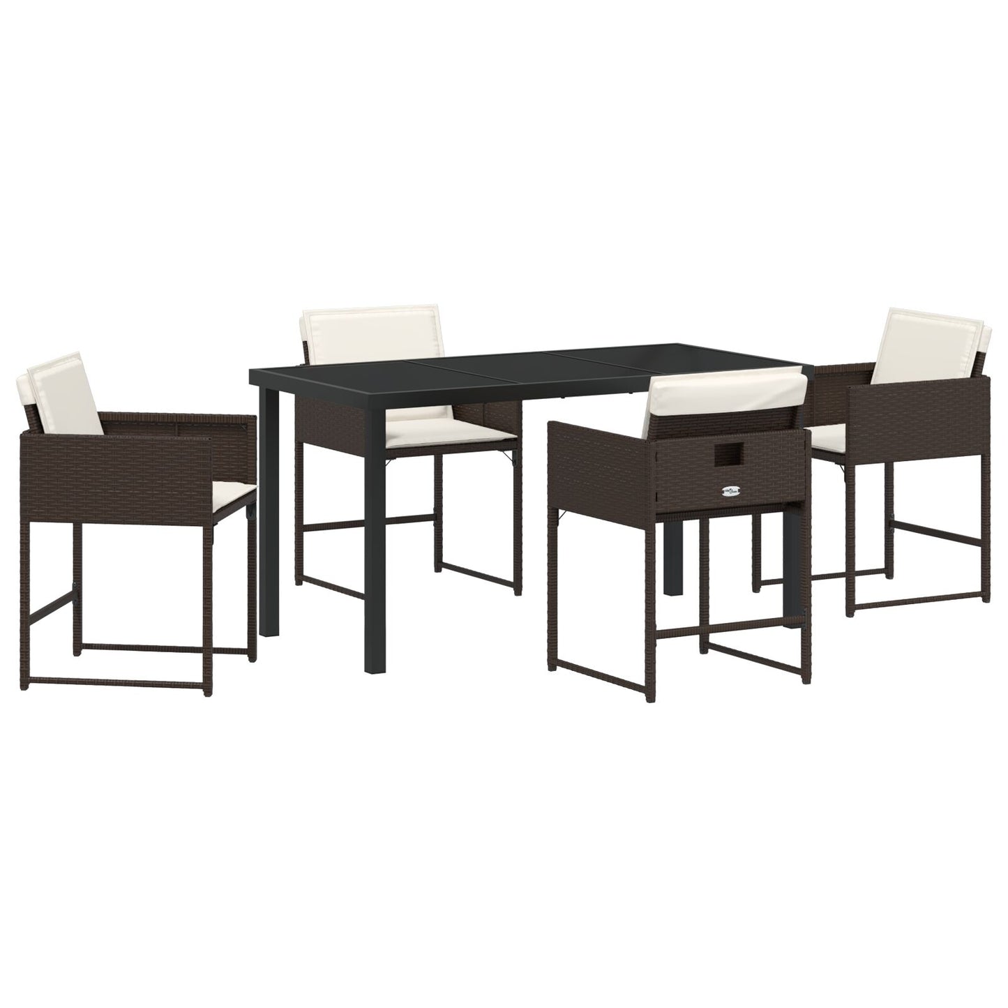 5-Delige Tuin Eetset Met Kussens Bruin Poly Rattan