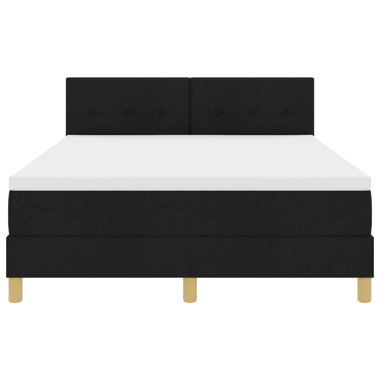 Boxspringbed Met Matras Stof Zwart 140 x 200 cm Knop tufted