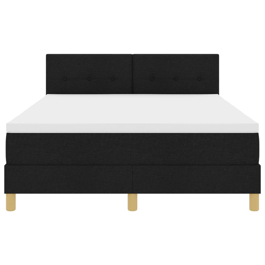 Boxspringbed Met Matras Stof Zwart 140 x 200 cm Knop tufted
