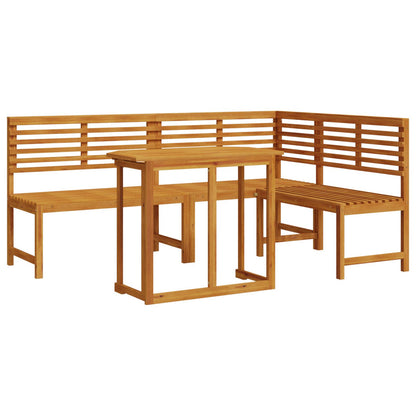 3-Delige Tuin Bistro Set Van Massief Acaciahout zonder kussen Tafel + 2x Bank