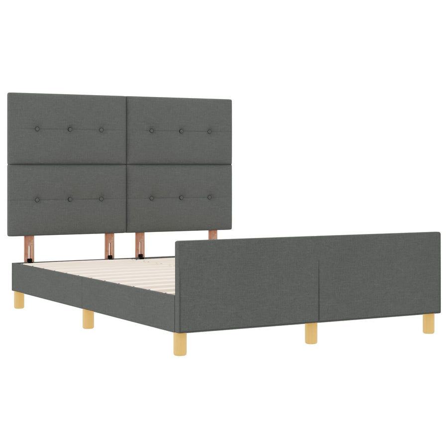 Bedframe Donkergrijs 160X200 Cm Stof Crème
