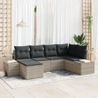 Garden Sofa Set with Cushion 6 pcs Light Grey Poly Rattan