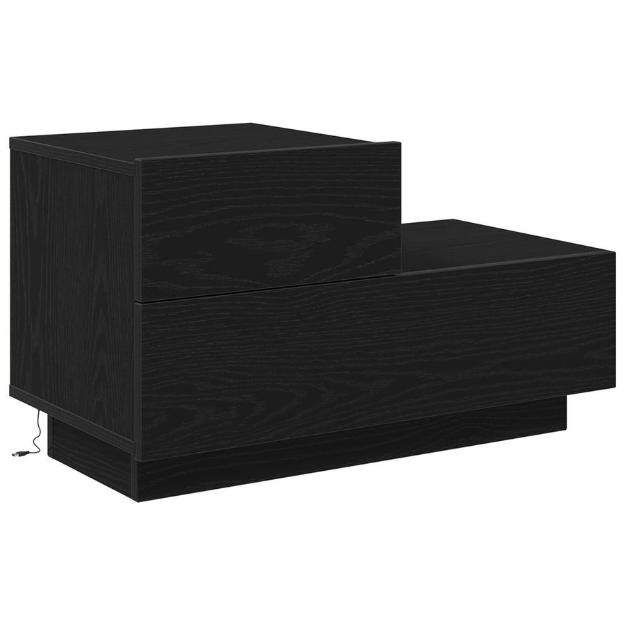 Nachtkastje Met Led-Verlichting 70X36X40.5 Cm Zwart eiken