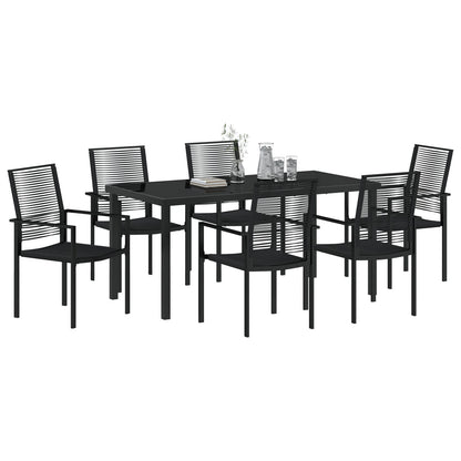7-Delige Tuindinerset Zwart Pvc Riet