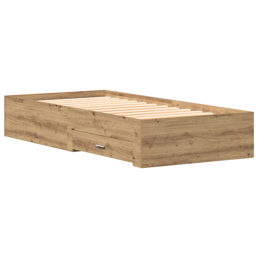 Bed Frame Artisan Eiken 90X190 Cm Engineered Wood Ambachtelijk Eiken