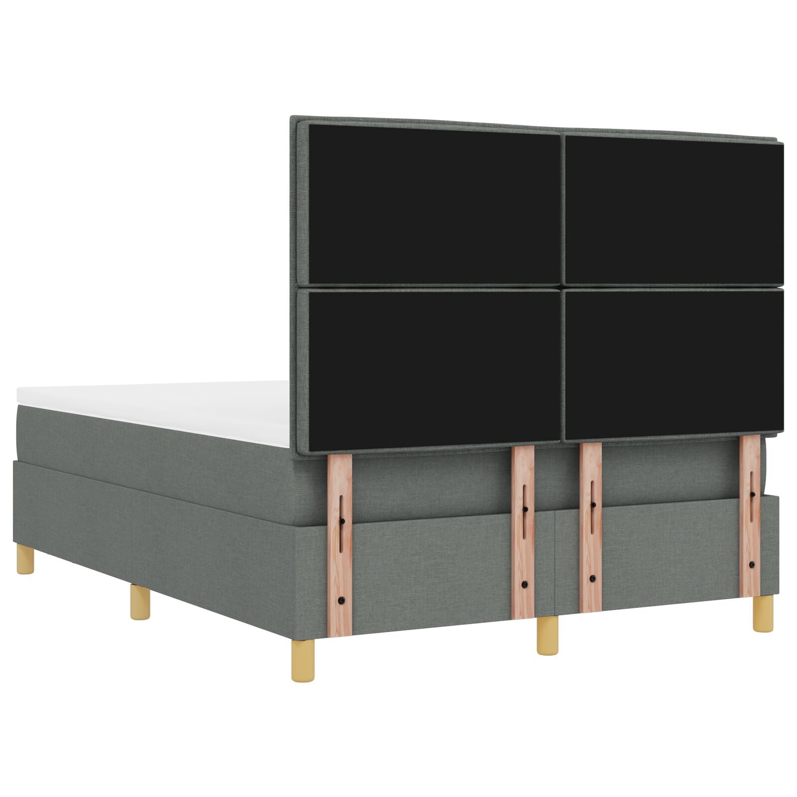 Boxspring Bed Met Matras & Bank Stof Donker Grijs 140 x 200 cm Lijnen ontwerp