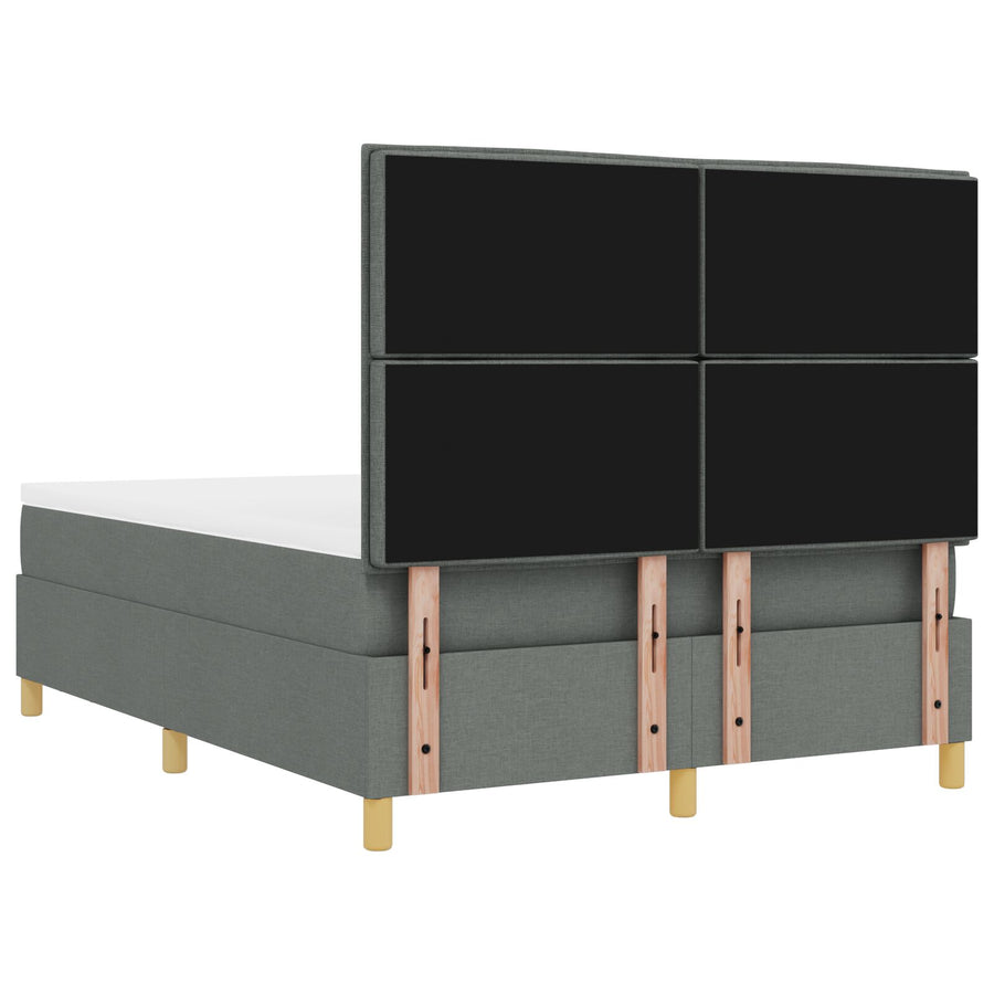 Boxspring Bed Met Matras & Bank Stof Donker Grijs 140 x 200 cm Lijnen ontwerp