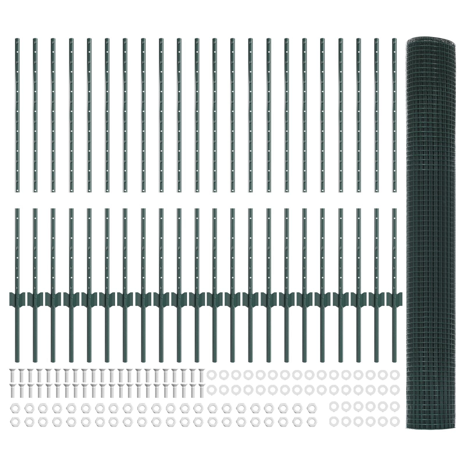 Gelaste Draadhek Met 22 U-Palen Groen 1X50 M Staal
