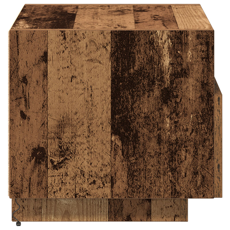 Nachtkastjes Met Led-Lampen 2 Stuks Oude Hout 40X39X37 Cm Oud hout