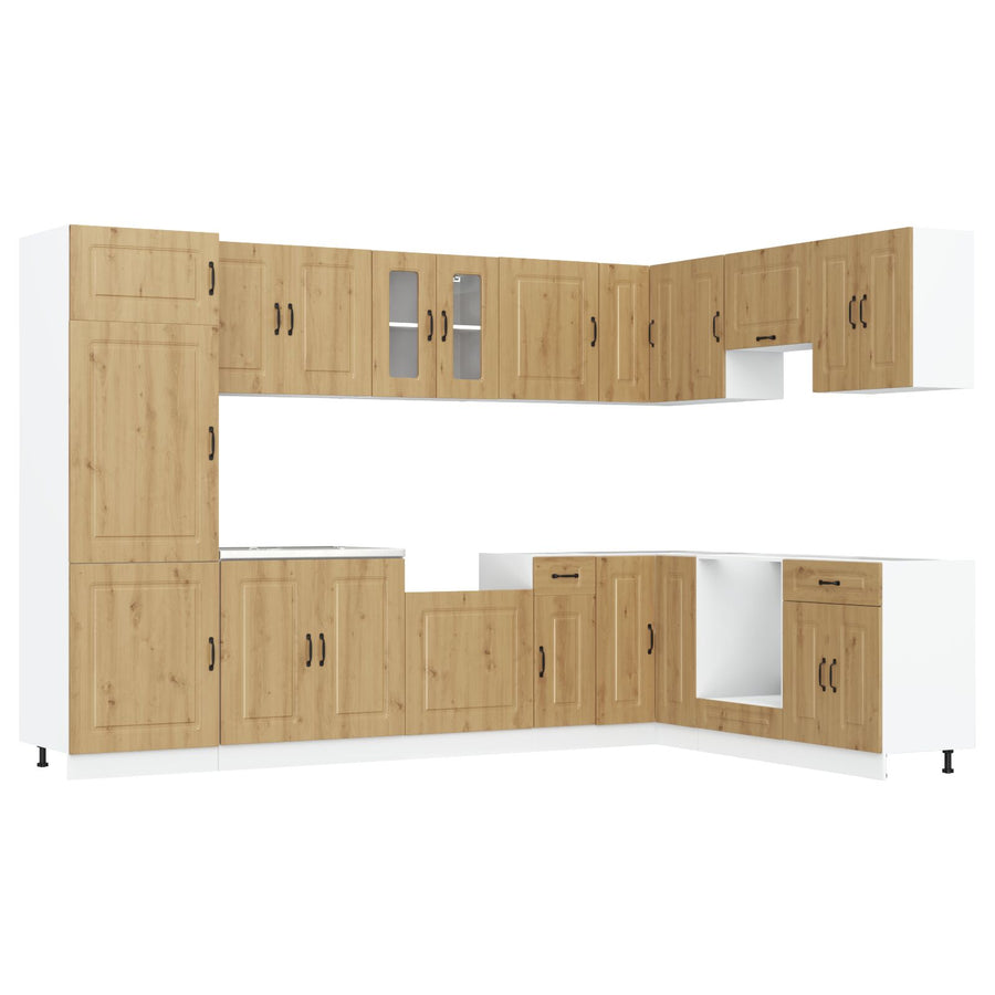 Keukenkast ""Kalmar"" Met Dubbele Wasbakken Geengineerd Hout Artisan eiken