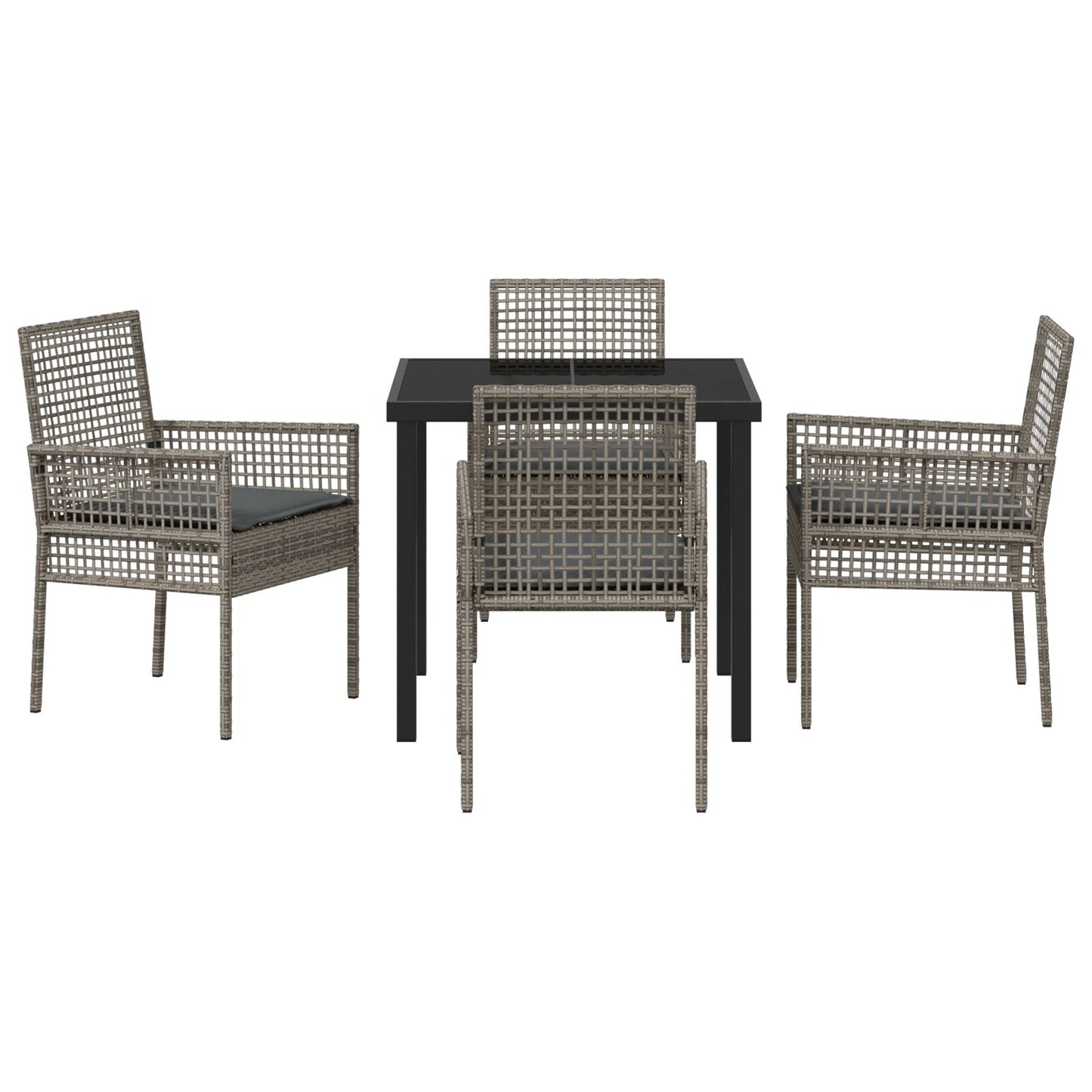 5-Delige Tuinset Met Kussens Grijs Poly Rattan