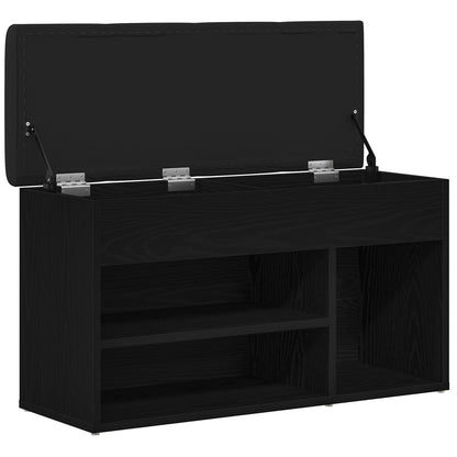 Opbergbank Zwart Eiken 80X30X45 Cm Engineered Wood Zwarte eiken