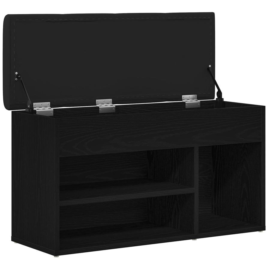 Opbergbank Zwart Eiken 80X30X45 Cm Engineered Wood Zwarte eiken