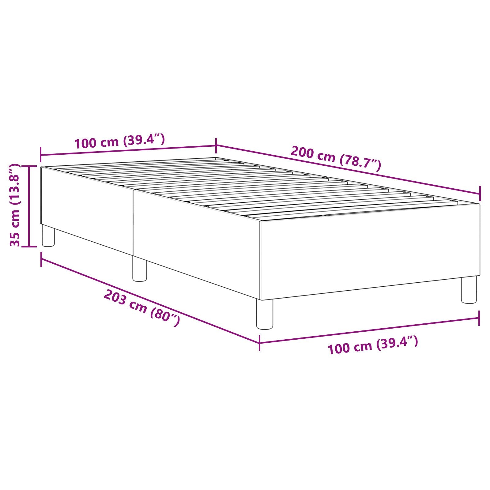 Boxspring Bed Corduroy Stof Crème 100 x 200 cm