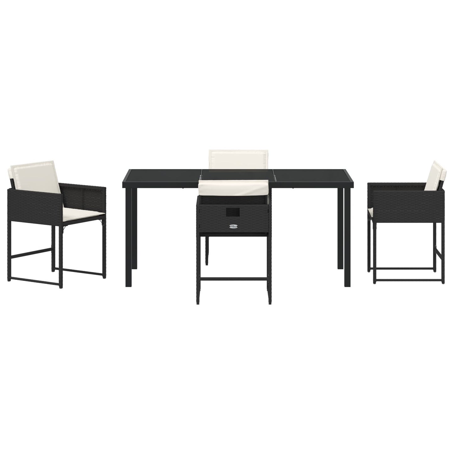 5-Delige Tuinset Met Kussens Zwart Poly Rattan