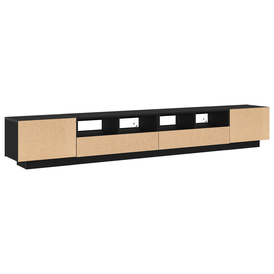 Tv-Kast Met Led-Verlichting - - 260X35X40 Cm - Behandeld Hout Zwart eiken