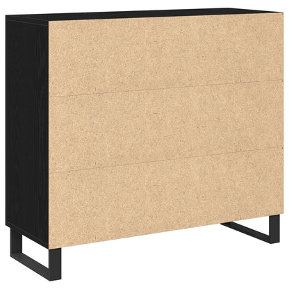 Sideboard Met 3 Deuren Zwart Eiken 90X34X80 Cm Geengineerd Hout