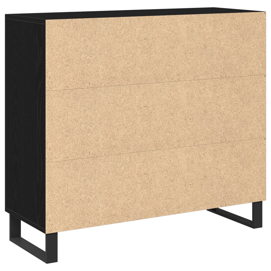 Sideboard Met 3 Deuren Zwart Eiken 90X34X80 Cm Geengineerd Hout